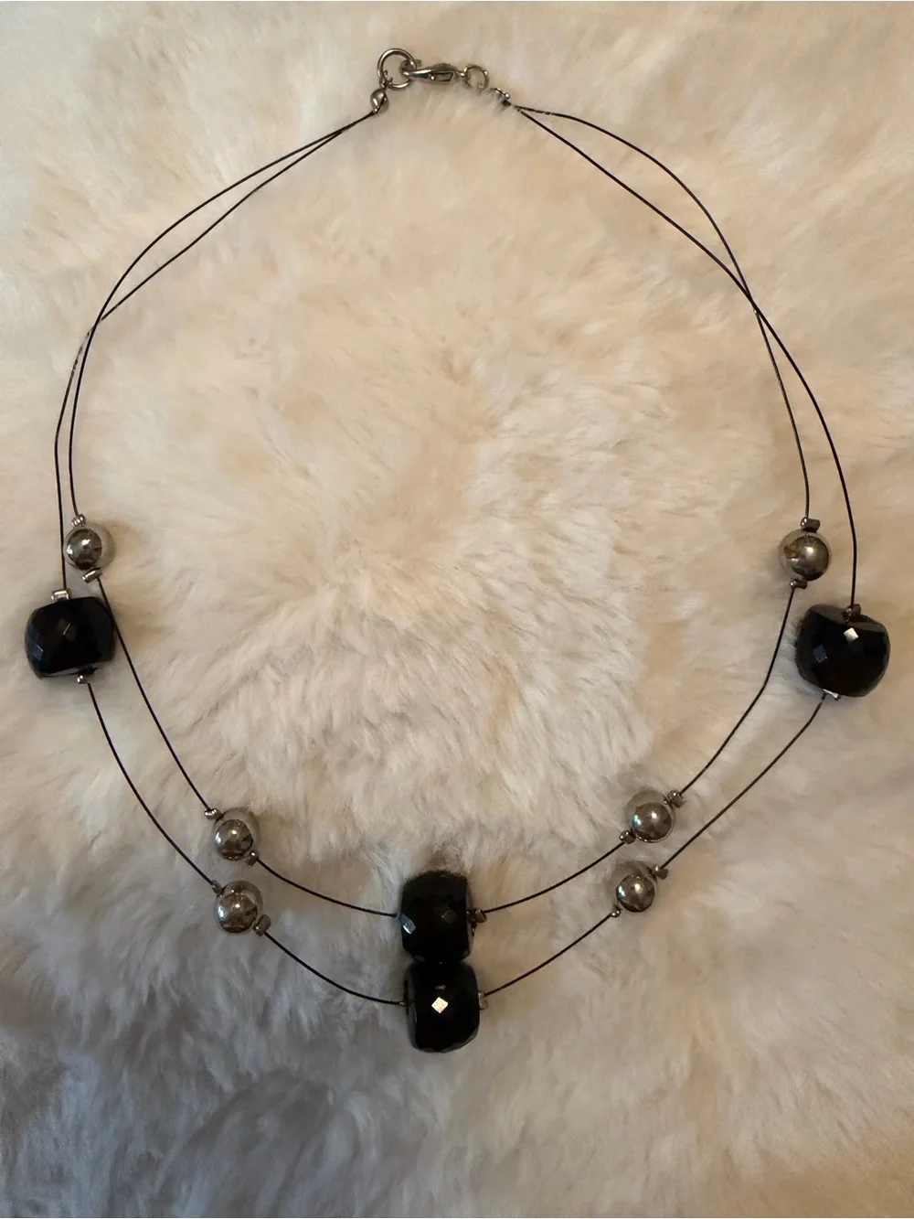 Elegant Black Bead Layered Necklace